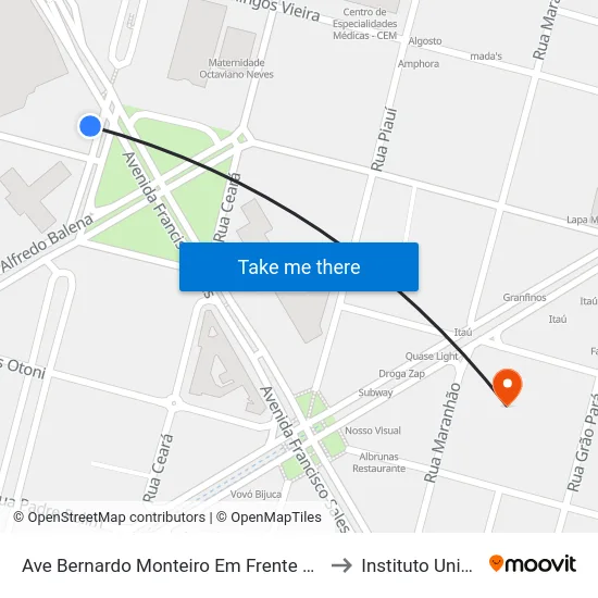 Ave Bernardo Monteiro Em Frente Ao Numero 572 to Instituto Unimed Bh map