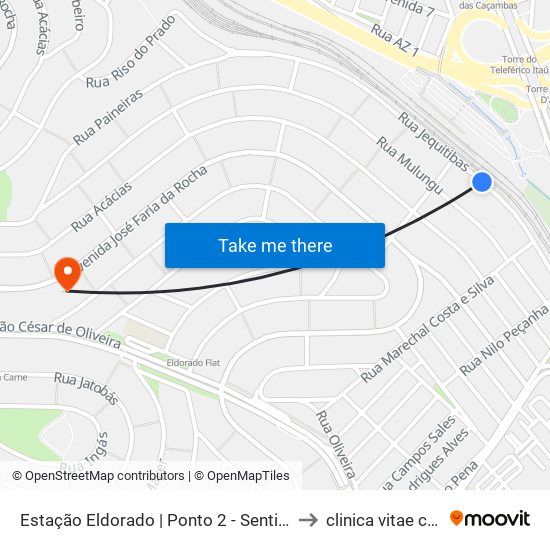 Estação Eldorado | Ponto 2 - Sentido Bairro to clinica vitae center map
