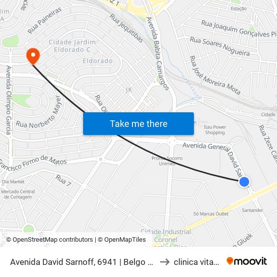 Avenida David Sarnoff, 6941 | Belgo 2 Sentido Rotatória to clinica vitae center map