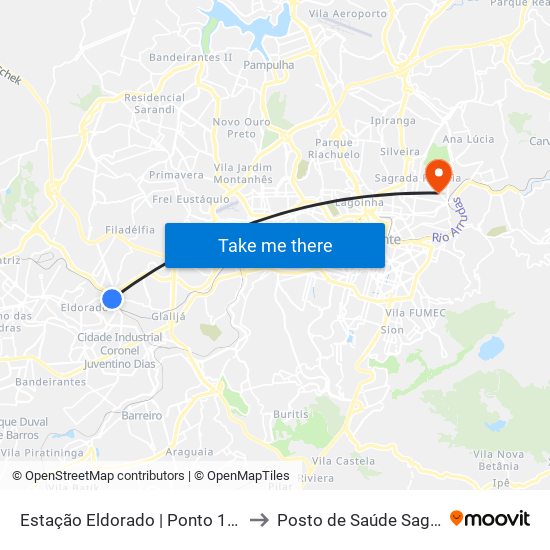 Estação Eldorado | Ponto 1 - Sentido Bairro to Posto de Saúde Sagrada Família map