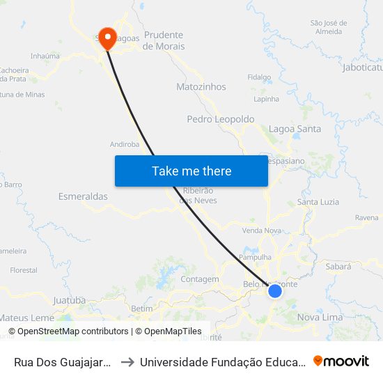 Rua Dos Guajajaras, 172 | Edifício Solar 2 to Universidade Fundação Educacional Monsenhor Messias - Unifemm map