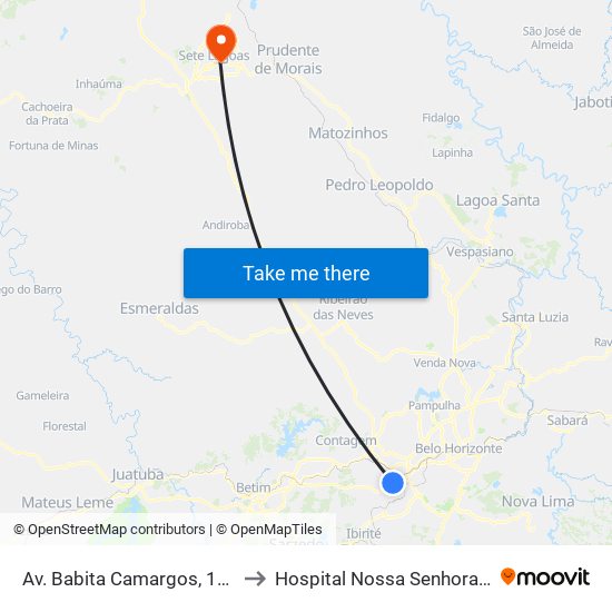 Av. Babita Camargos, 1359 | Itambé to Hospital Nossa Senhora Das Graças map