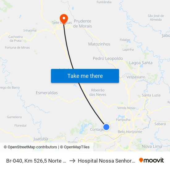 Br-040, Km 526,5 Norte | Ceasaminas to Hospital Nossa Senhora Das Graças map