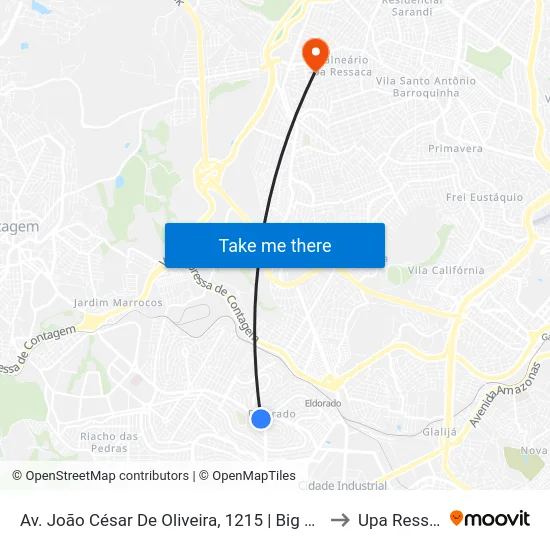 Av. João César De Oliveira, 1215 | Big Shopping to Upa Ressaca map