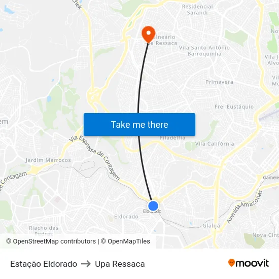 Estação Eldorado to Upa Ressaca map