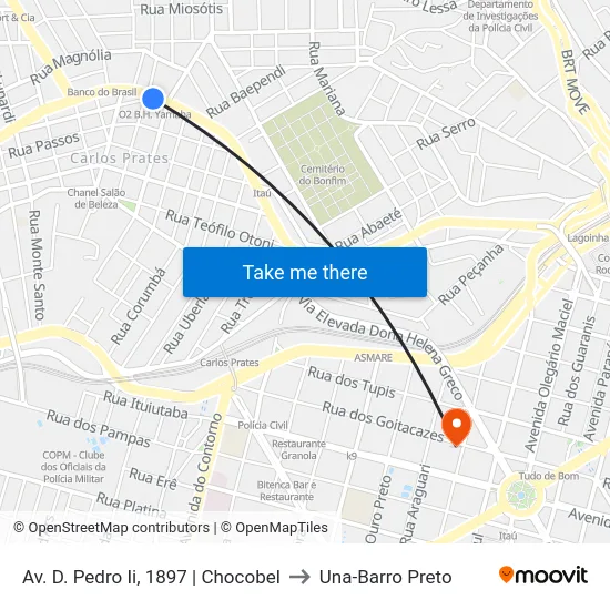 Av. D. Pedro Ii, 1897 | Chocobel to Una-Barro Preto map