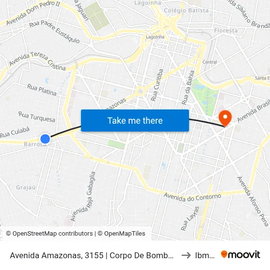 Avenida Amazonas, 3155 | Corpo De Bombeiros to Ibmec map