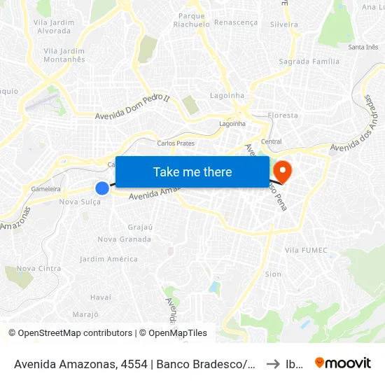 Avenida Amazonas, 4554 | Banco Bradesco/Garapão Nova Suíça to Ibmec map