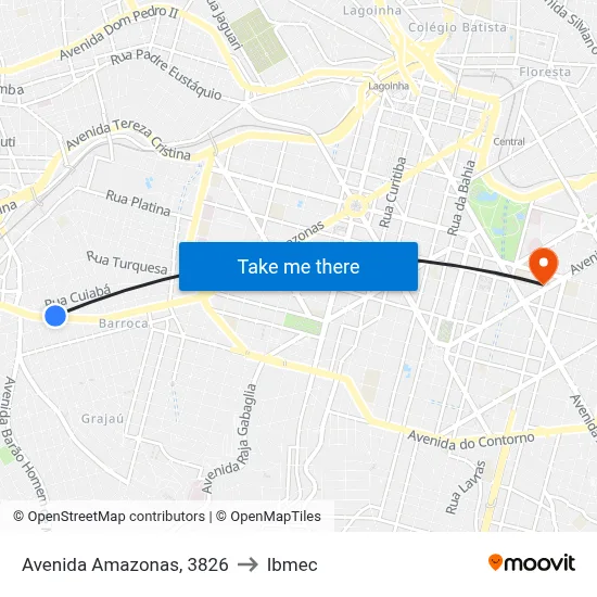 Avenida Amazonas, 3826 to Ibmec map
