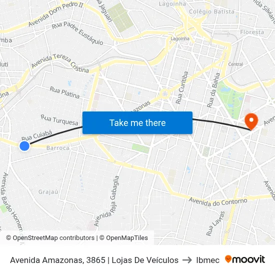 Avenida Amazonas, 3865 | Lojas De Veículos to Ibmec map