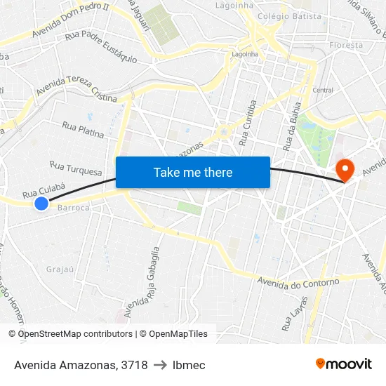 Avenida Amazonas, 3718 to Ibmec map