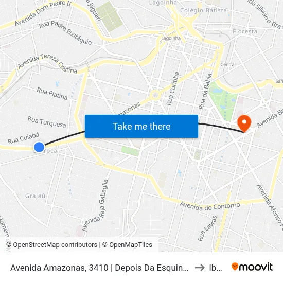 Avenida Amazonas, 3410 | Depois Da Esquina Com Rua Turfa to Ibmec map