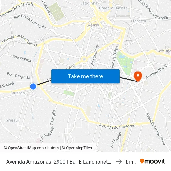 Avenida Amazonas, 2900 | Bar E Lanchonete A.F.R. to Ibmec map