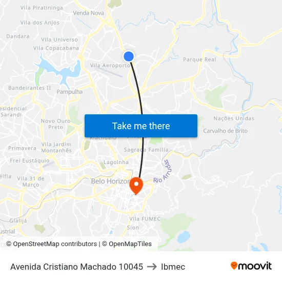 Avenida Cristiano Machado 10045 to Ibmec map