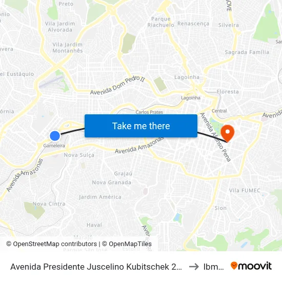 Avenida Presidente Juscelino Kubitschek 2964 to Ibmec map
