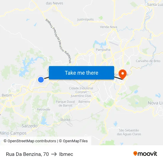 Rua Da Benzina, 70 to Ibmec map
