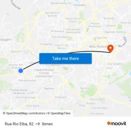 Rua Rio Elba, 82 to Ibmec map