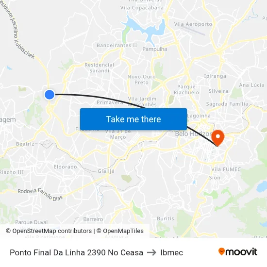 Ponto Final Da Linha 2390 No Ceasa to Ibmec map
