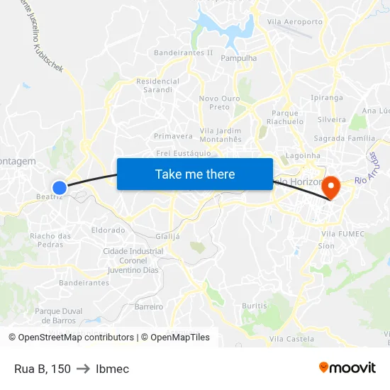 Rua B, 150 to Ibmec map