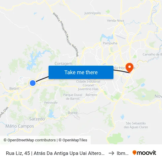 Rua Liz, 45 | Atrás Da Antiga Upa Uai Alterosas to Ibmec map