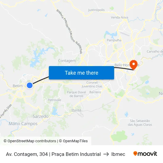 Av. Contagem, 304 | Praça Betim Industrial to Ibmec map