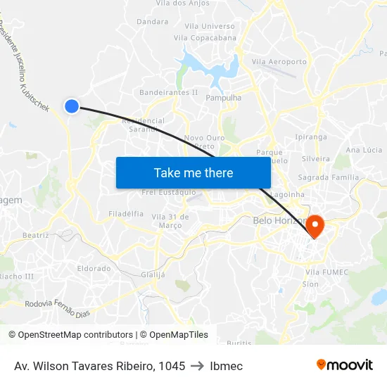 Av. Wilson Tavares Ribeiro, 1045 to Ibmec map