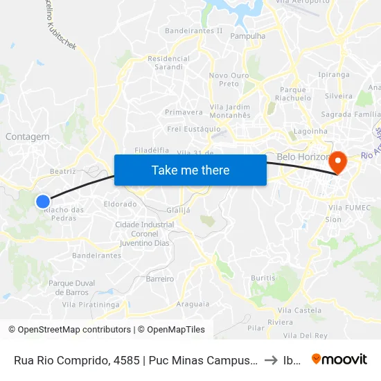 Rua Rio Comprido, 4585 | Puc Minas Campus Contagem, Acesso 5 to Ibmec map