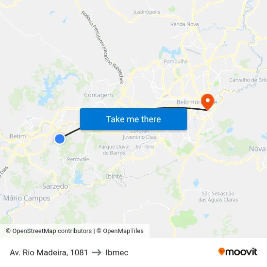 Av. Rio Madeira, 1081 to Ibmec map