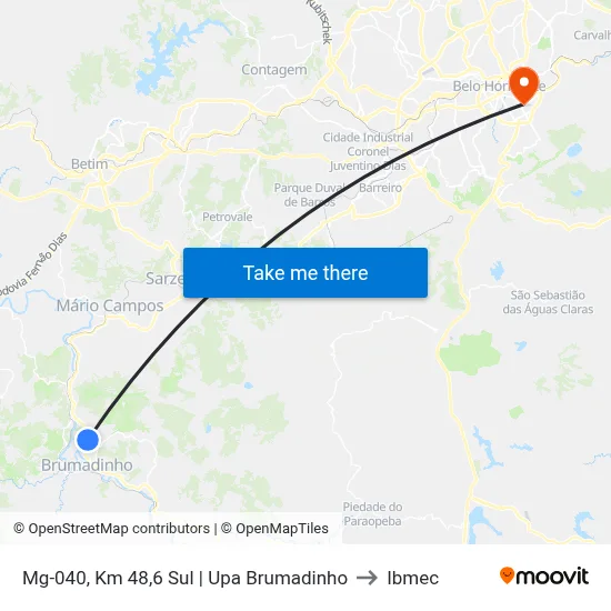 Mg-040, Km 48,6 Sul | Upa Brumadinho to Ibmec map