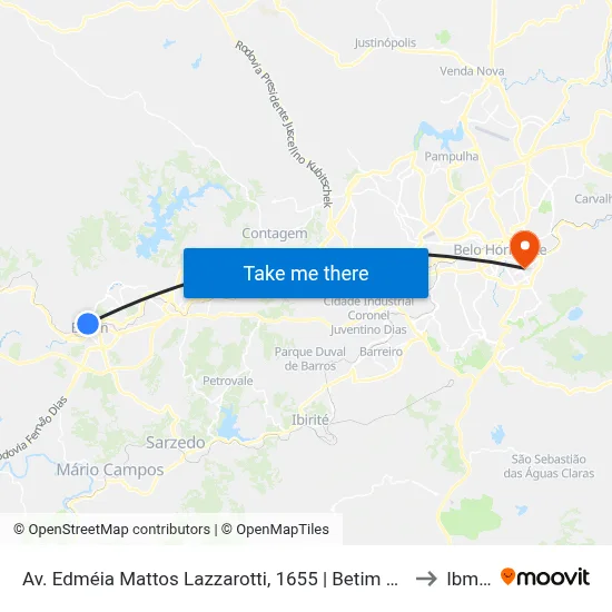 Av. Edméia Mattos Lazzarotti, 1655 | Betim Shopping to Ibmec map