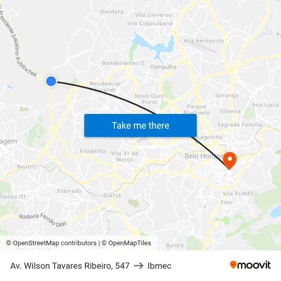Av. Wilson Tavares Ribeiro, 547 to Ibmec map