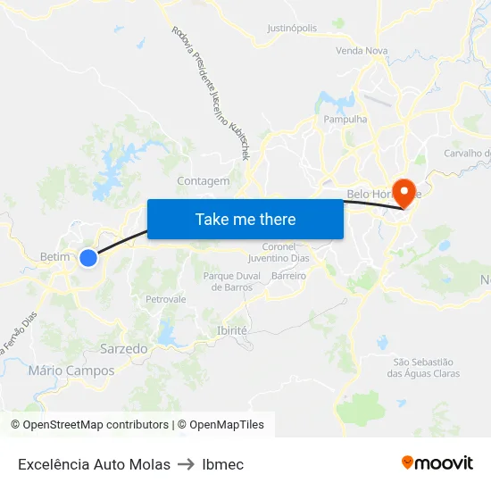Excelência Auto Molas to Ibmec map