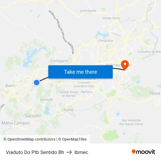 Viaduto Do Ptb Sentido Bh to Ibmec map