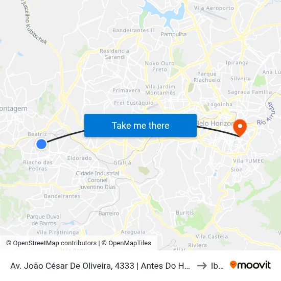 Av. João César De Oliveira, 4333 | Antes Do Hospital Municipal De Contagem to Ibmec map