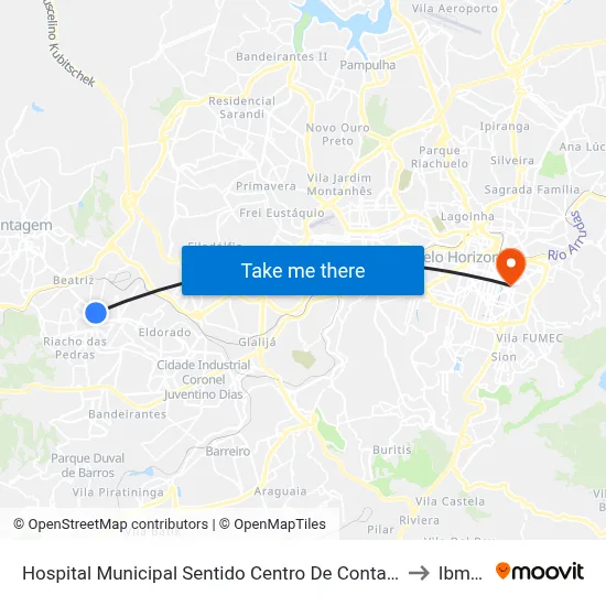 Hospital Municipal Sentido Centro De Contagem to Ibmec map