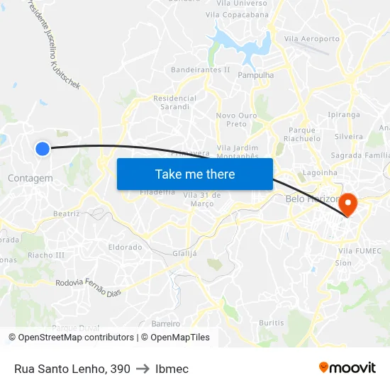 Rua Santo Lenho, 390 to Ibmec map