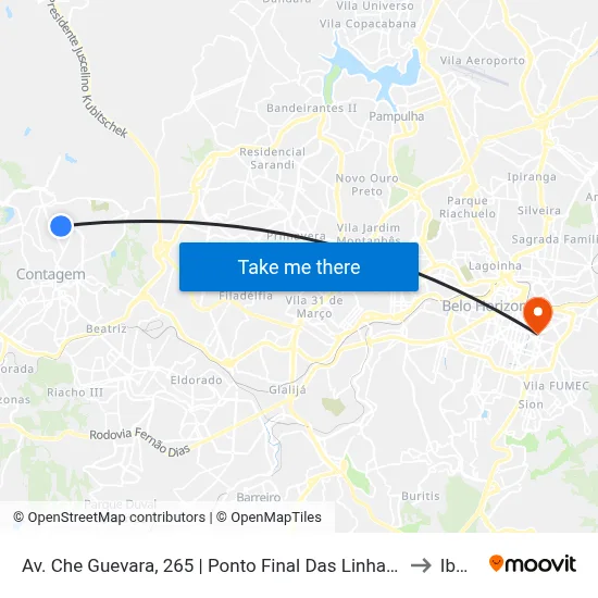 Av. Che Guevara, 265 | Ponto Final Das Linhas 1730 E 1740 to Ibmec map