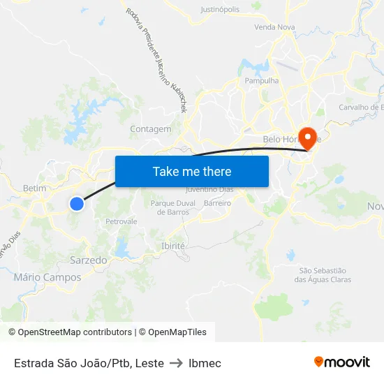 Estrada São João/Ptb, Leste to Ibmec map