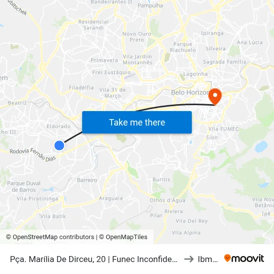 Pça. Marília De Dirceu, 20 | Funec Inconfidentes to Ibmec map