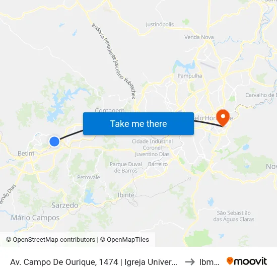 Av. Campo De Ourique, 1474 | Igreja Universal to Ibmec map