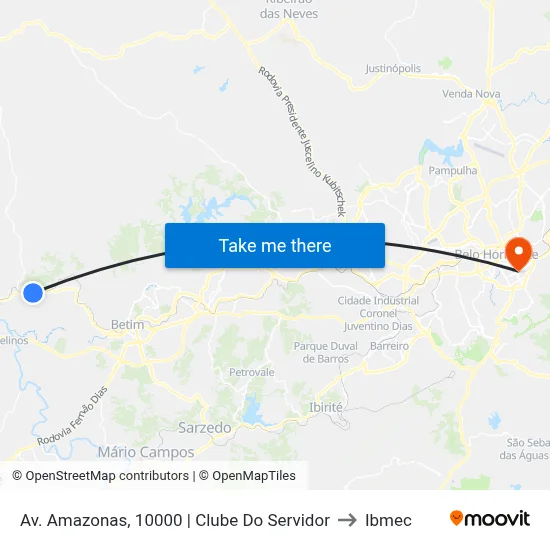 Av. Amazonas, 10000 | Clube Do Servidor to Ibmec map