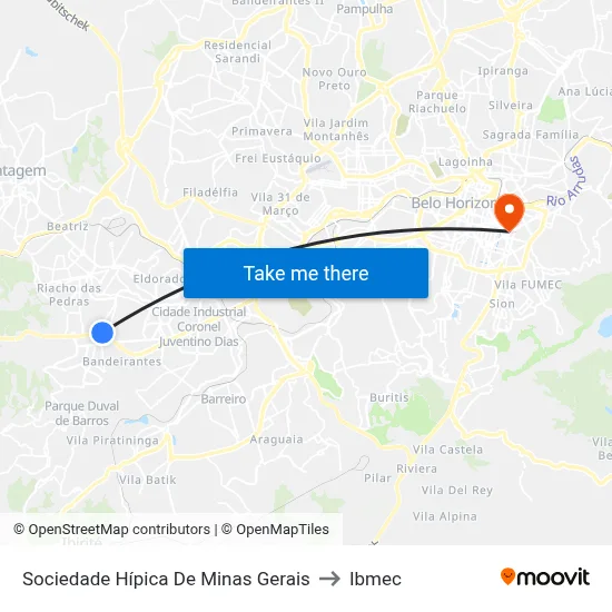 Sociedade Hípica De Minas Gerais to Ibmec map