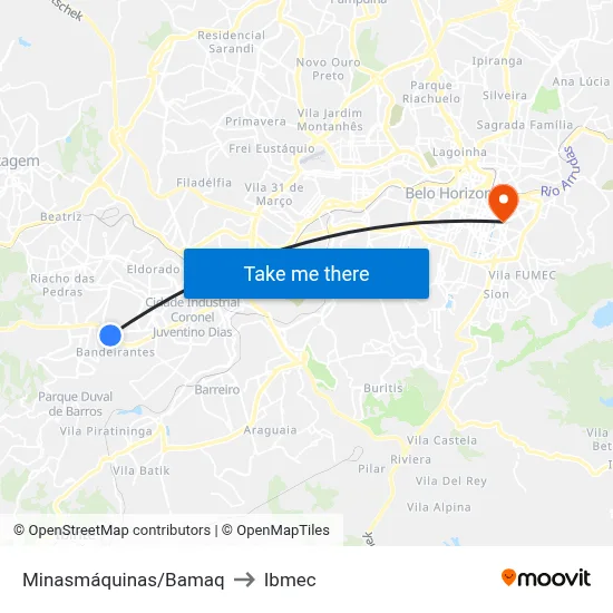 Minasmáquinas/Bamaq to Ibmec map