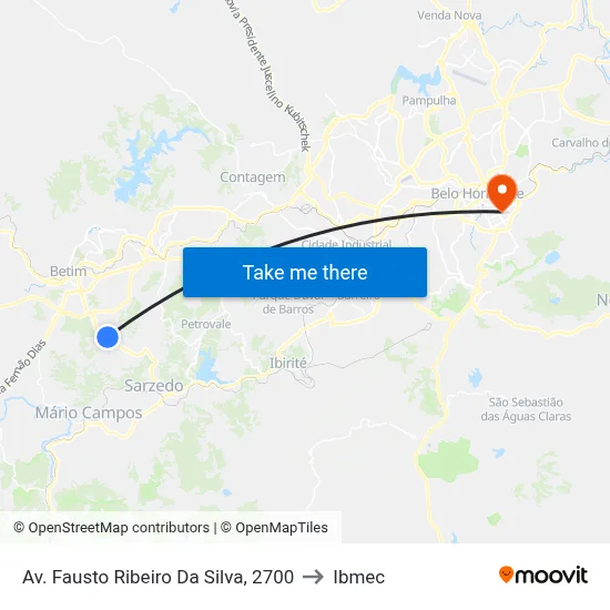 Av. Fausto Ribeiro Da Silva, 2700 to Ibmec map