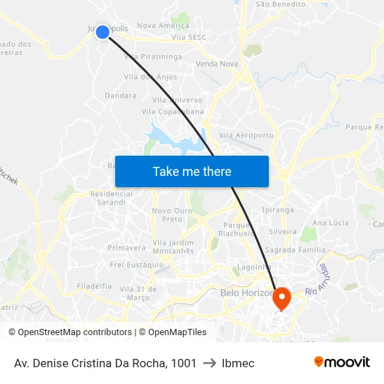 Av. Denise Cristina Da Rocha, 1001 to Ibmec map