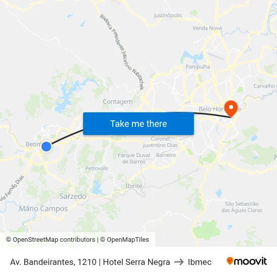 Av. Bandeirantes, 1210 | Hotel Serra Negra to Ibmec map
