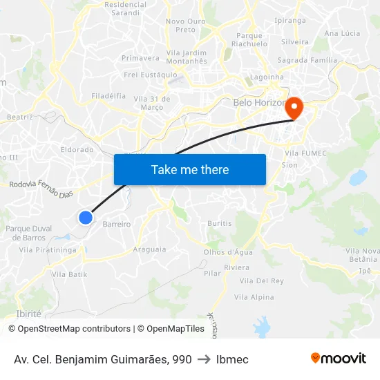 Av. Cel. Benjamim Guimarães, 990 to Ibmec map