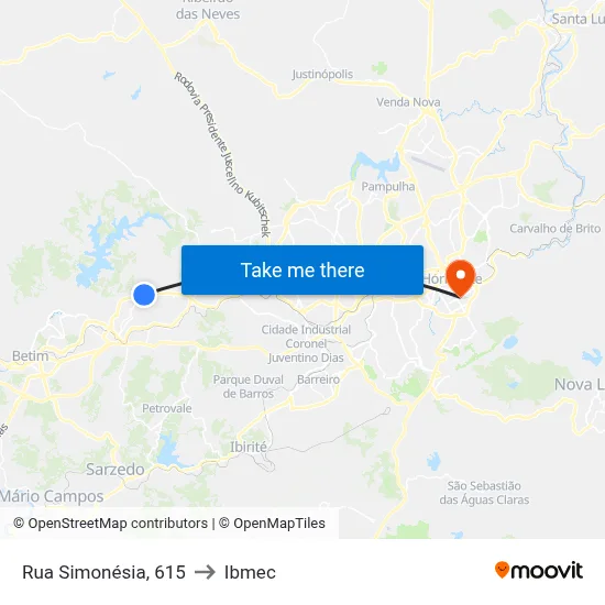 Rua Simonésia, 615 to Ibmec map