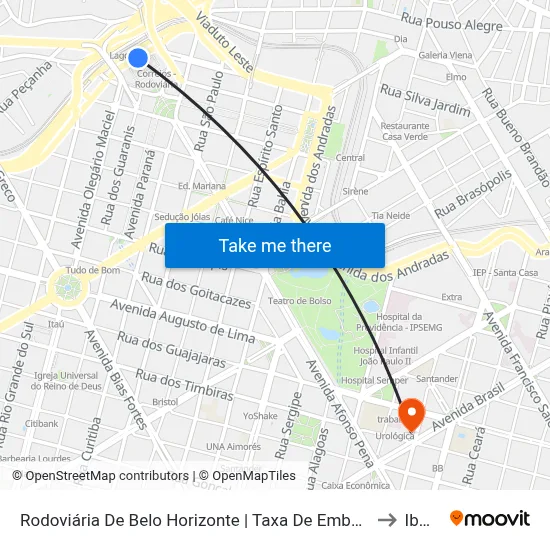 Rodoviária De Belo Horizonte | Taxa De Embarque: R$ 6,87 to Ibmec map