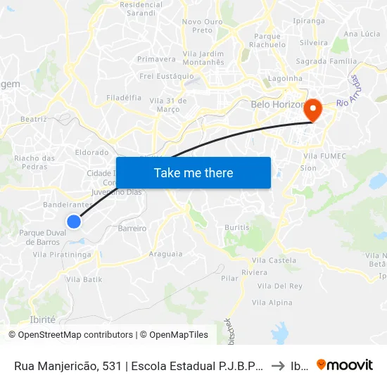 Rua Manjericão, 531 | Escola Estadual P.J.B.P Burnier Sentido Rua Tiradentes to Ibmec map